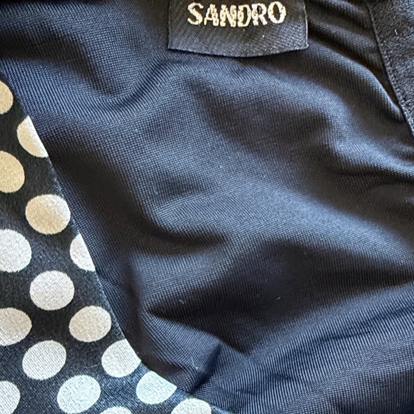 VINTAGE MADE IN FRANCE SANDRO Polka Dot Sleeveless Top - Black and White Size M - Picture 3 of 4